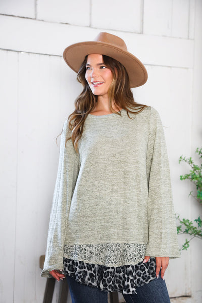 For the Love of Lace Leopard Trim Sweater