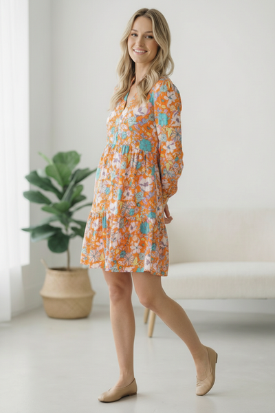 Tangerine Dreaming Floral Dress