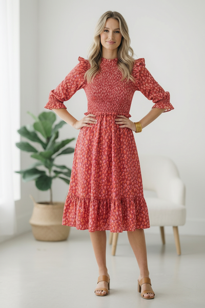 Be My Spring Sweetie Tomato Animal Smocked Dress