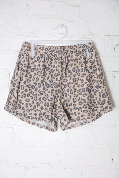 Be Bold Taupe Animal Print French Terry Pocket Shorts