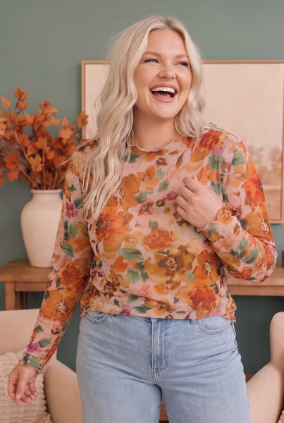 Mums the Word Mesh Floral Top