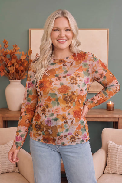 Mums the Word Mesh Floral Top