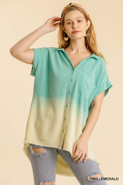 Dip Dye Button Down Top