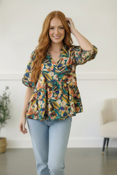 Painted Floral Jungle Blouse