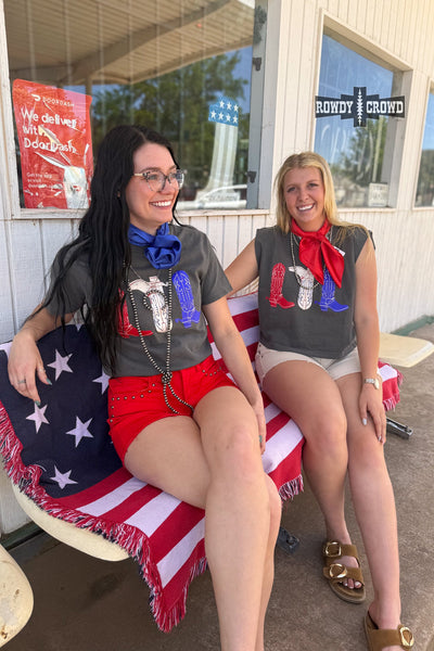Red, White & Boots Tank