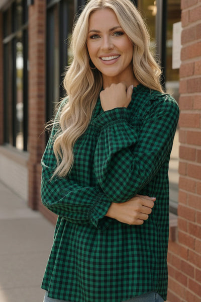 Wildwood Check Green Smock