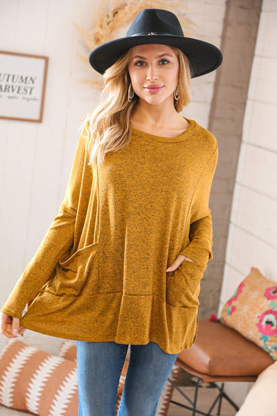 Butterscotch Hacci Two Tone Dolman Sweater Top