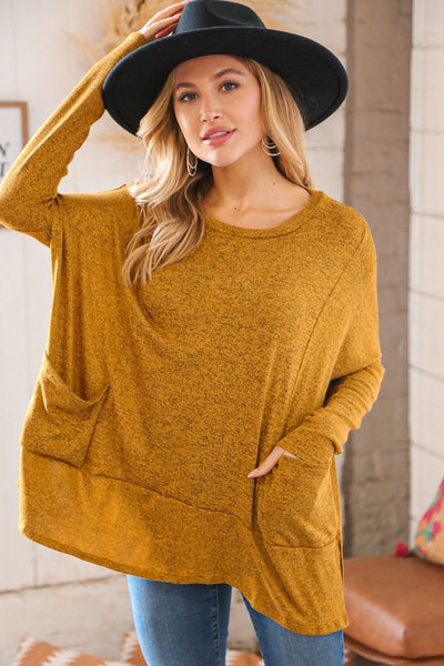 Butterscotch Hacci Two Tone Dolman Sweater Top