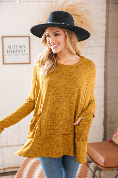 Butterscotch Hacci Two Tone Dolman Sweater Top
