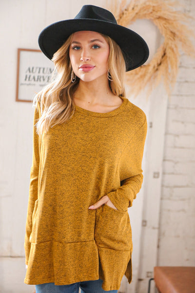 Butterscotch Hacci Two Tone Dolman Sweater Top
