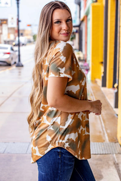 COWHIDE ESSENTIAL SCOOP NECK SHORT SLEEVE TOP W CURVED HEM