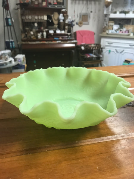 Fenton Satin Green Dish