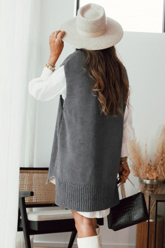 Gray Knit Vest Pullover Sweater - XL