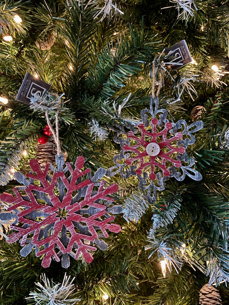 Snowflake Ornament - Red/Silver
