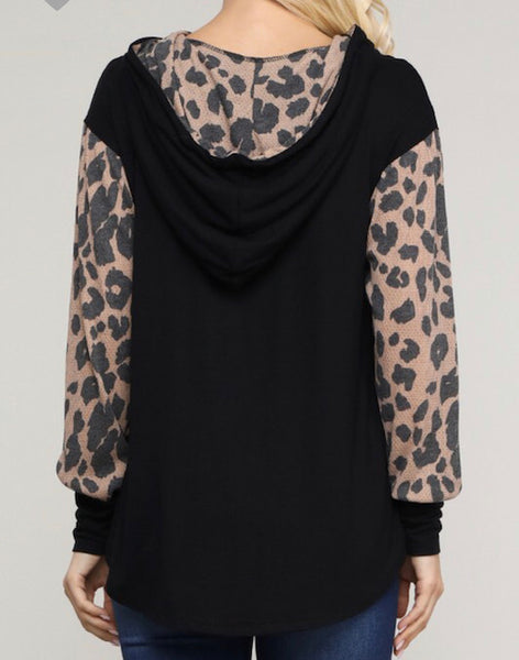 Leopard Long Sleeve Hoodie Top