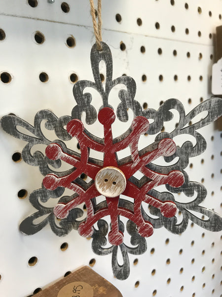 Snowflake Ornament - Red/Silver