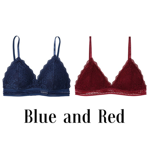 1/2PCS French Style Bralette Seamless Deep V Lace Bra Wireless Thin Underwear Sexy Lingerie Soft Push Up Bras For Women Hot