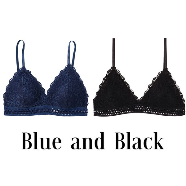 1/2PCS French Style Bralette Seamless Deep V Lace Bra Wireless Thin Underwear Sexy Lingerie Soft Push Up Bras For Women Hot