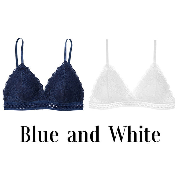1/2PCS French Style Bralette Seamless Deep V Lace Bra Wireless Thin Underwear Sexy Lingerie Soft Push Up Bras For Women Hot