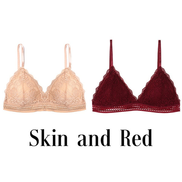 1/2PCS French Style Bralette Seamless Deep V Lace Bra Wireless Thin Underwear Sexy Lingerie Soft Push Up Bras For Women Hot