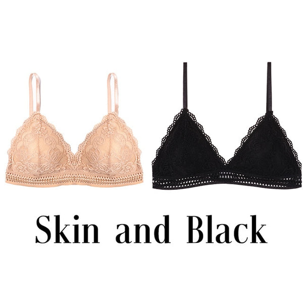 1/2PCS French Style Bralette Seamless Deep V Lace Bra Wireless Thin Underwear Sexy Lingerie Soft Push Up Bras For Women Hot