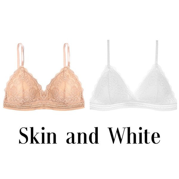 1/2PCS French Style Bralette Seamless Deep V Lace Bra Wireless Thin Underwear Sexy Lingerie Soft Push Up Bras For Women Hot