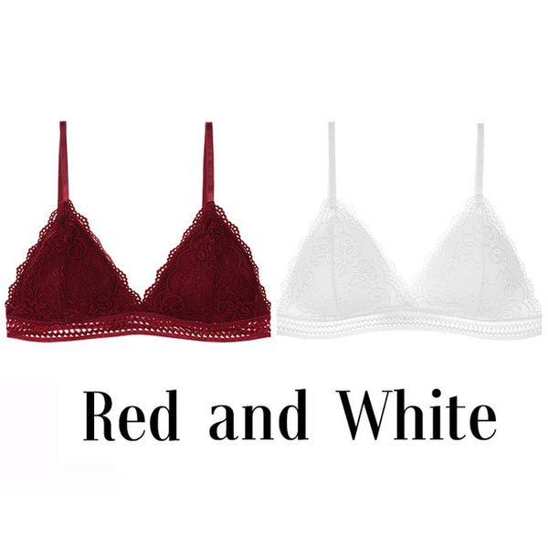 1/2PCS French Style Bralette Seamless Deep V Lace Bra Wireless Thin Underwear Sexy Lingerie Soft Push Up Bras For Women Hot