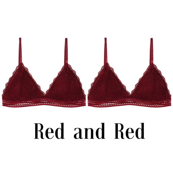 1/2PCS French Style Bralette Seamless Deep V Lace Bra Wireless Thin Underwear Sexy Lingerie Soft Push Up Bras For Women Hot